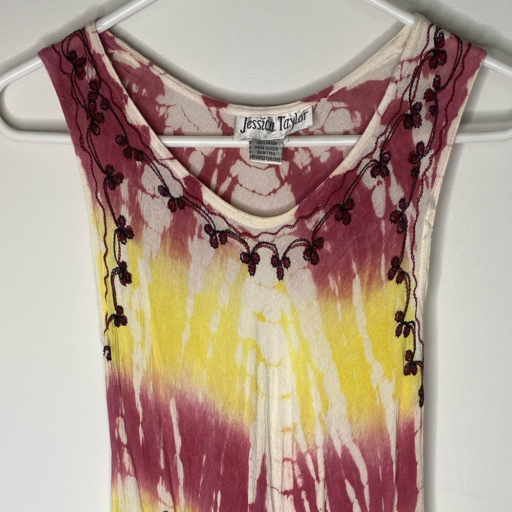 Jessica Taylor Tie-Dye Midi Dress - Red and Yellow